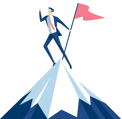 Man on top of a mountain peak